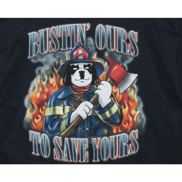 NWT Big Dogs T-shirt Firedog Adult Size Large Black 100% Cotton 2004 Vintage - Picture 1 of 9